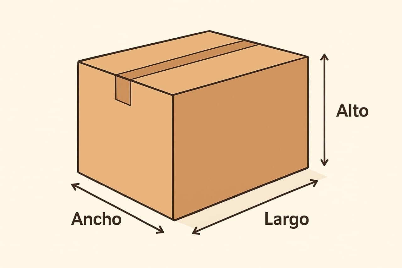 Referencia de Largo, Ancho y Alto de la caja